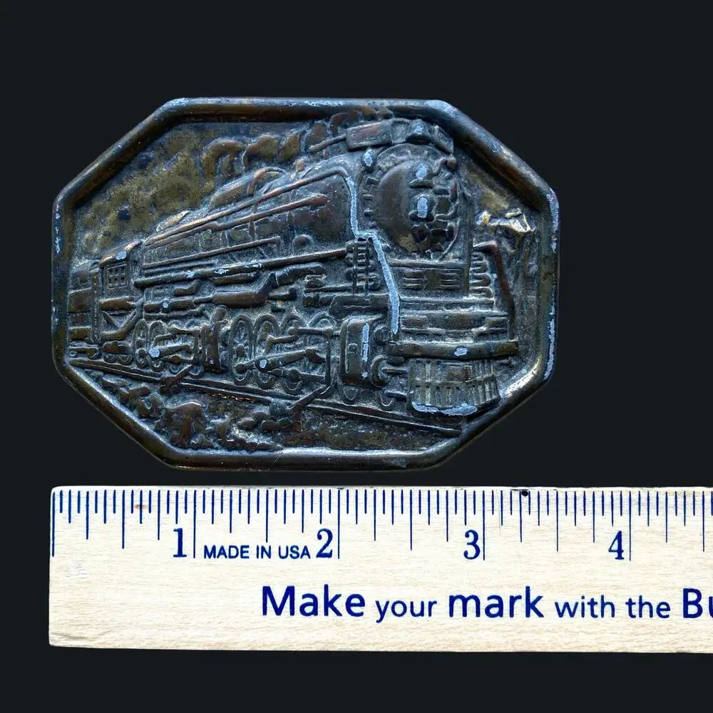 Vintage Belt Buckle AVON Steam Engine‎ Train Locomotive Gold Color